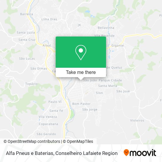 Alfa Pneus e Baterias map