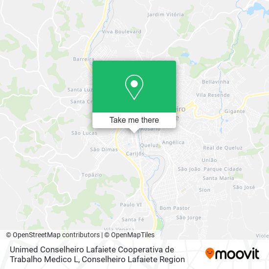 Mapa Unimed Conselheiro Lafaiete Cooperativa de Trabalho Medico L