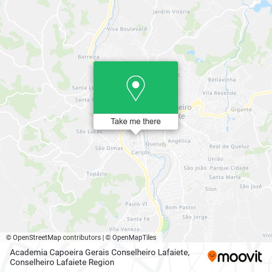 Mapa Academia Capoeira Gerais Conselheiro Lafaiete