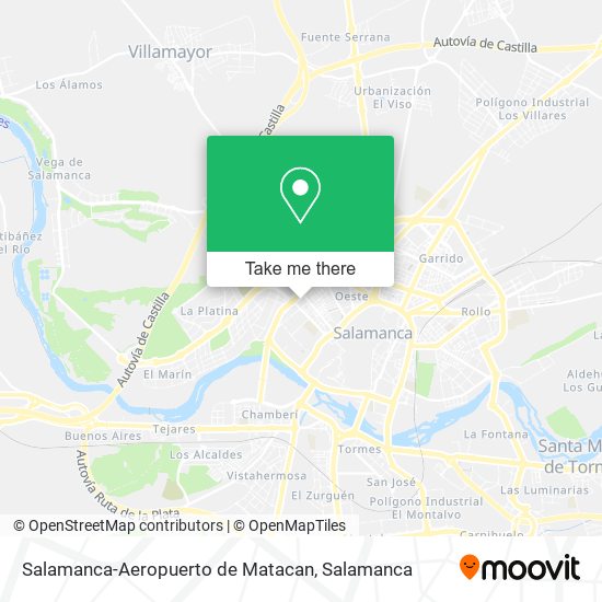 mapa Salamanca-Aeropuerto de Matacan