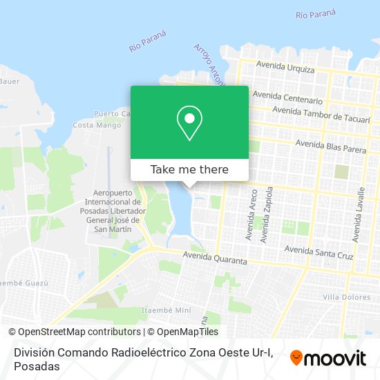 División Comando Radioeléctrico Zona Oeste Ur-I map