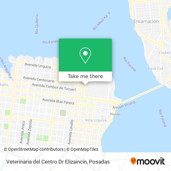 Mapa de Veterinaria del Centro Dr Elizaincin