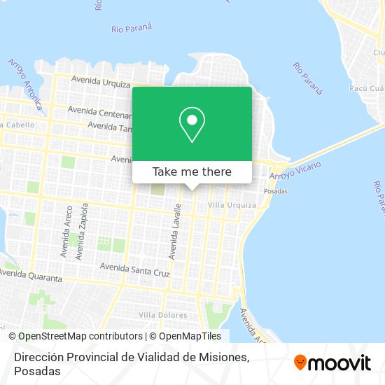 Mapa de Dirección Provincial de Vialidad de Misiones
