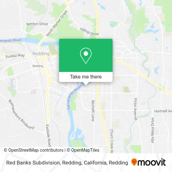 Red Banks Subdivision, Redding, California map