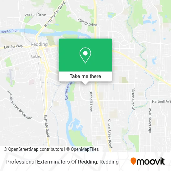 Professional Exterminators Of Redding map