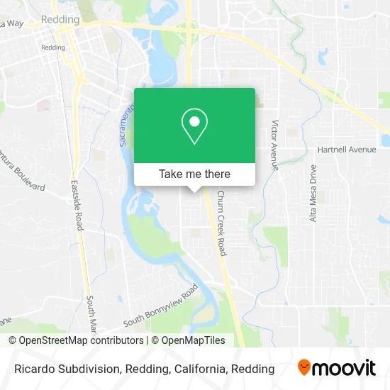 Ricardo Subdivision, Redding, California map