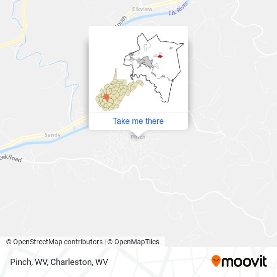 Pinch, WV map