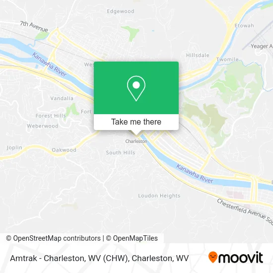 Mapa de Amtrak - Charleston, WV (CHW)