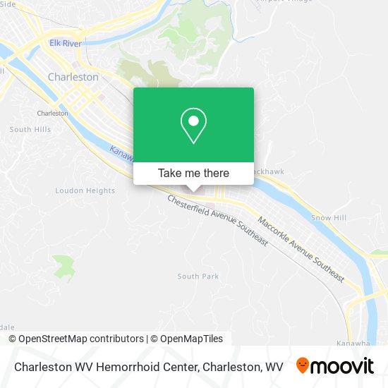 Charleston WV Hemorrhoid Center map