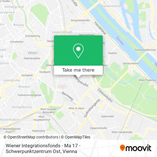 Wiener Integrationsfonds - Ma 17 - Schwerpunktzentrum Ost map