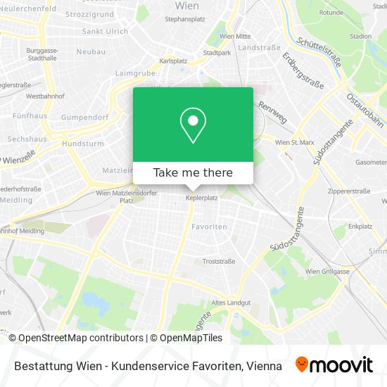 Bestattung Wien - Kundenservice Favoriten map