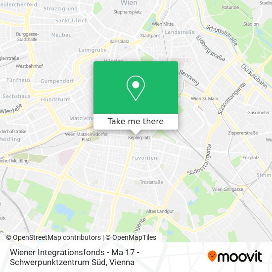 Wiener Integrationsfonds - Ma 17 - Schwerpunktzentrum Süd map