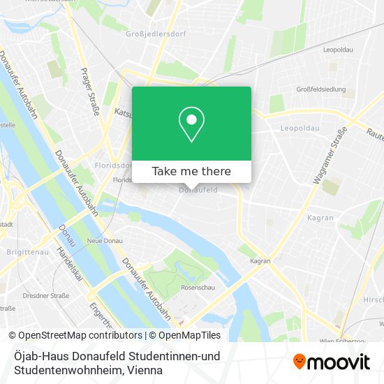 Öjab-Haus Donaufeld Studentinnen-und Studentenwohnheim map