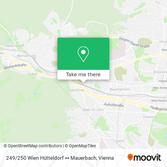 249 / 250 Wien Hütteldorf ↔️ Mauerbach map