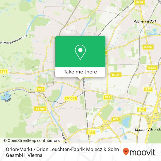 Orion-Markt - Orion Leuchten-Fabrik Molecz & Sohn GesmbH map