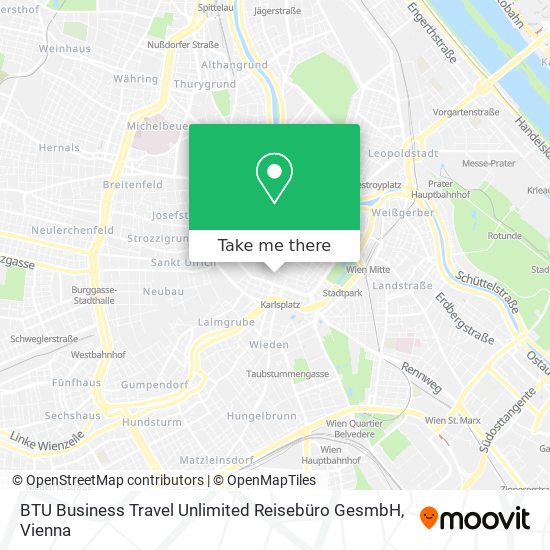 BTU Business Travel Unlimited Reisebüro GesmbH map