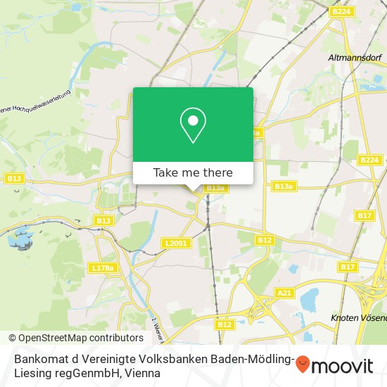 Bankomat d Vereinigte Volksbanken Baden-Mödling-Liesing regGenmbH map