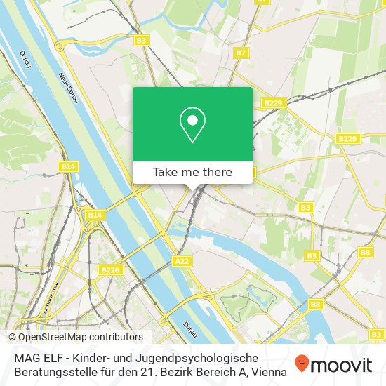 MAG ELF - Kinder- und Jugendpsychologische Beratungsstelle für den 21. Bezirk Bereich A map