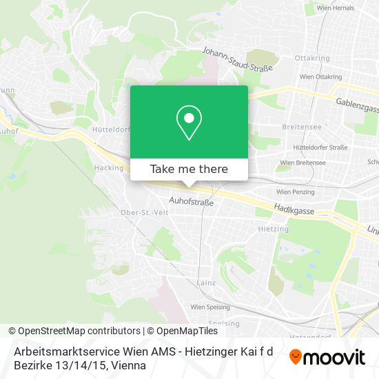 Arbeitsmarktservice Wien AMS - Hietzinger Kai f d Bezirke 13 / 14 / 15 map