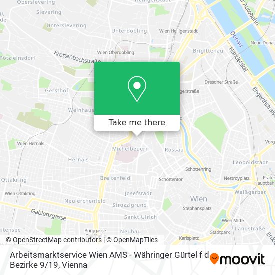 Arbeitsmarktservice Wien AMS - Währinger Gürtel f d Bezirke 9 / 19 map