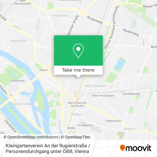 Kleingartenverein An der Rugierstraße / Personendurchgang unter ÖBB map