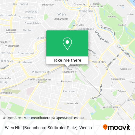 Wien Hbf (Busbahnhof Südtiroler Platz) map