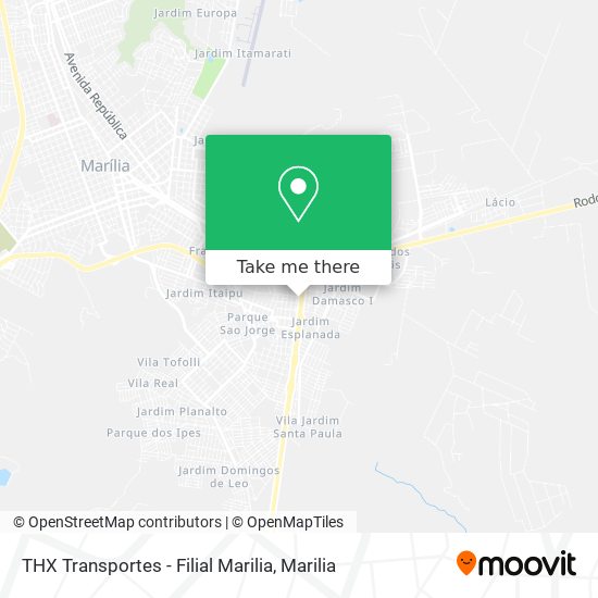 Mapa THX Transportes - Filial Marilia