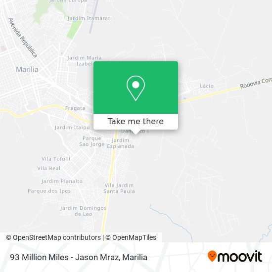 93 Million Miles - Jason Mraz map