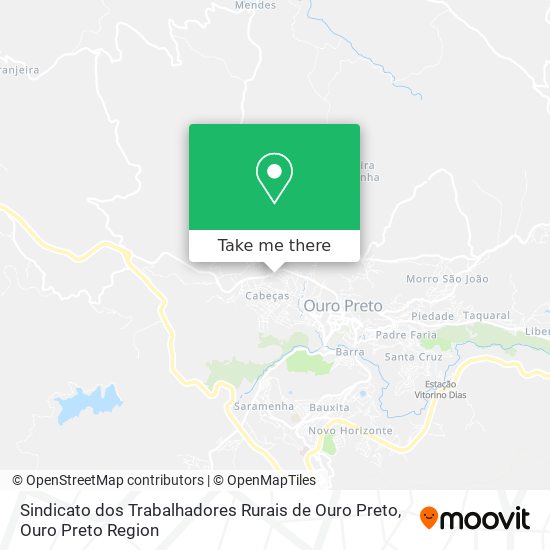 Mapa Sindicato dos Trabalhadores Rurais de Ouro Preto