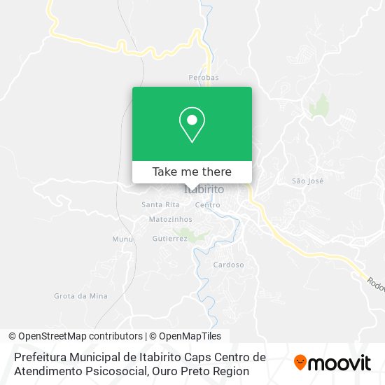 Mapa Prefeitura Municipal de Itabirito Caps Centro de Atendimento Psicosocial