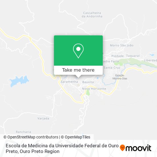 Mapa Escola de Medicina da Universidade Federal de Ouro Preto