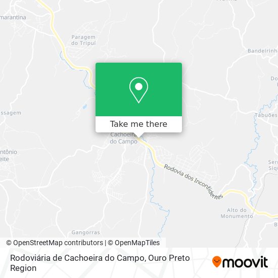 Mapa Rodoviária de Cachoeira do Campo