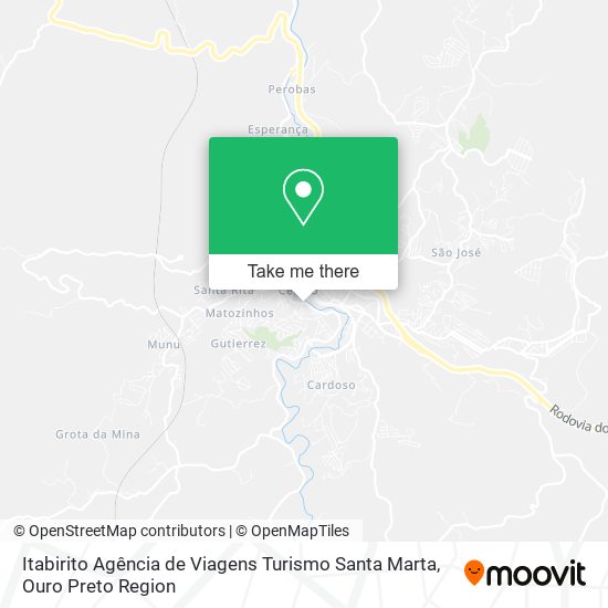 Mapa Itabirito Agência de Viagens Turismo Santa Marta