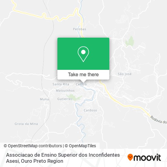 Mapa Associacao de Ensino Superior dos Inconfidentes Asesi