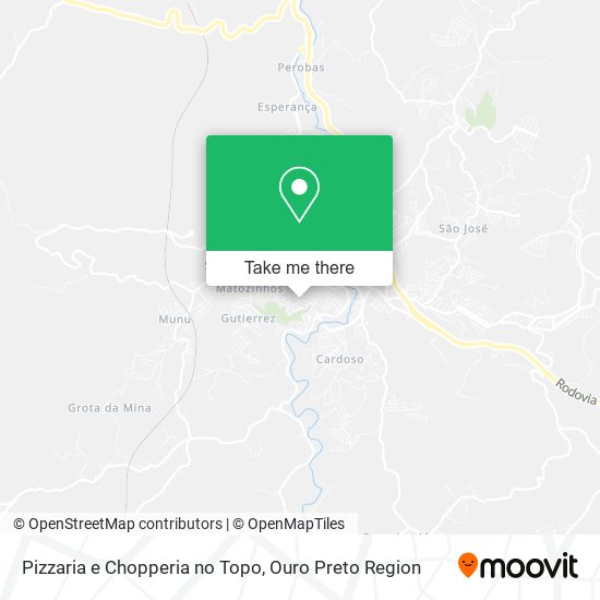 Mapa Pizzaria e Chopperia no Topo