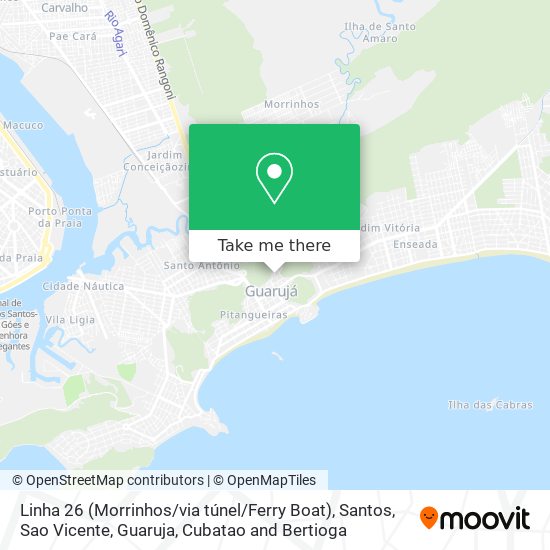Mapa Linha 26 (Morrinhos / via túnel / Ferry Boat)