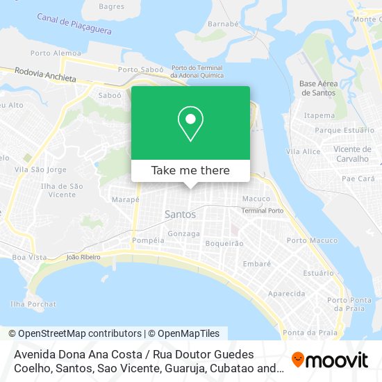 Mapa Avenida Dona Ana Costa / Rua Doutor Guedes Coelho