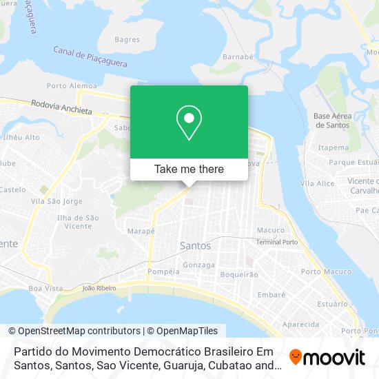 Mapa Partido do Movimento Democrático Brasileiro Em Santos
