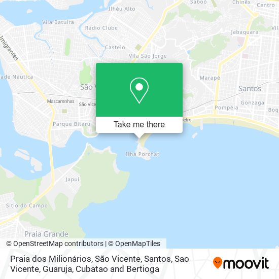 Mapa Praia dos Milionários, São Vicente