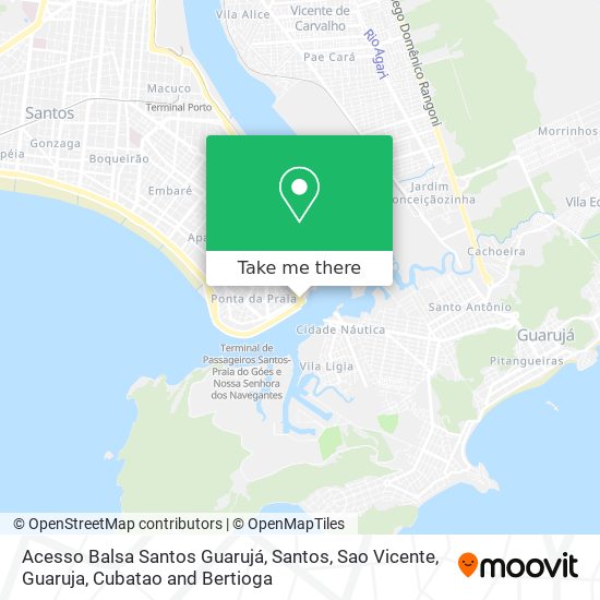 Acesso Balsa Santos Guarujá map