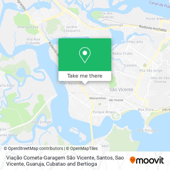 Mapa Viação Cometa-Garagem São Vicente
