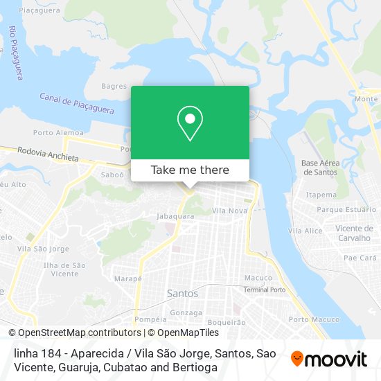 linha 184 - Aparecida / Vila São Jorge map