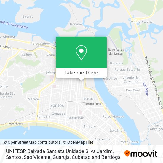 Mapa UNIFESP Baixada Santista Unidade Silva Jardim