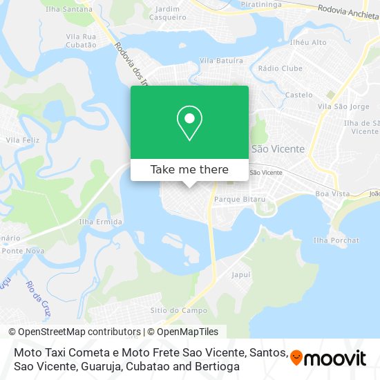 Mapa Moto Taxi Cometa e Moto Frete Sao Vicente