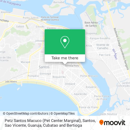 Mapa Petz Santos Macuco (Pet Center Marginal)