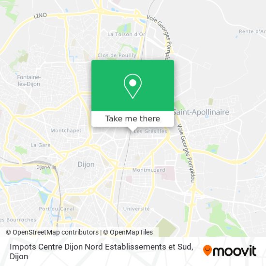 Impots Centre Dijon Nord Establissements et Sud map