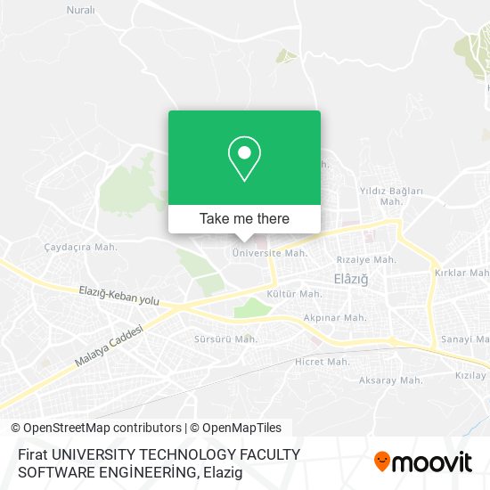 Firat UNIVERSITY TECHNOLOGY FACULTY SOFTWARE ENGİNEERİNG map