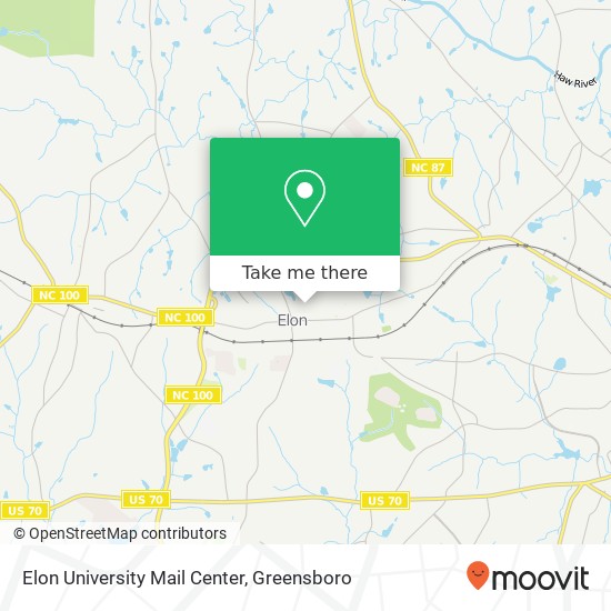 Elon University Mail Center map