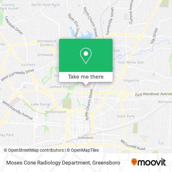 Moses Cone Radiology Department map