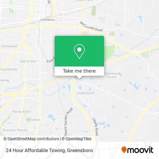 24 Hour Affordable Towing map